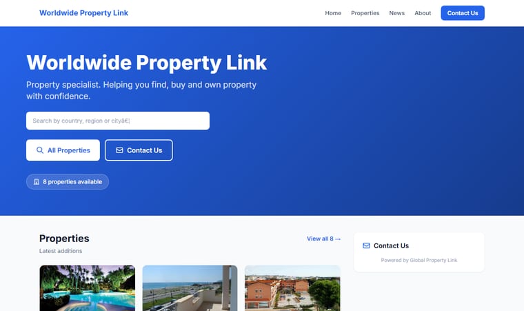 Example of a personalised hosted property agent website